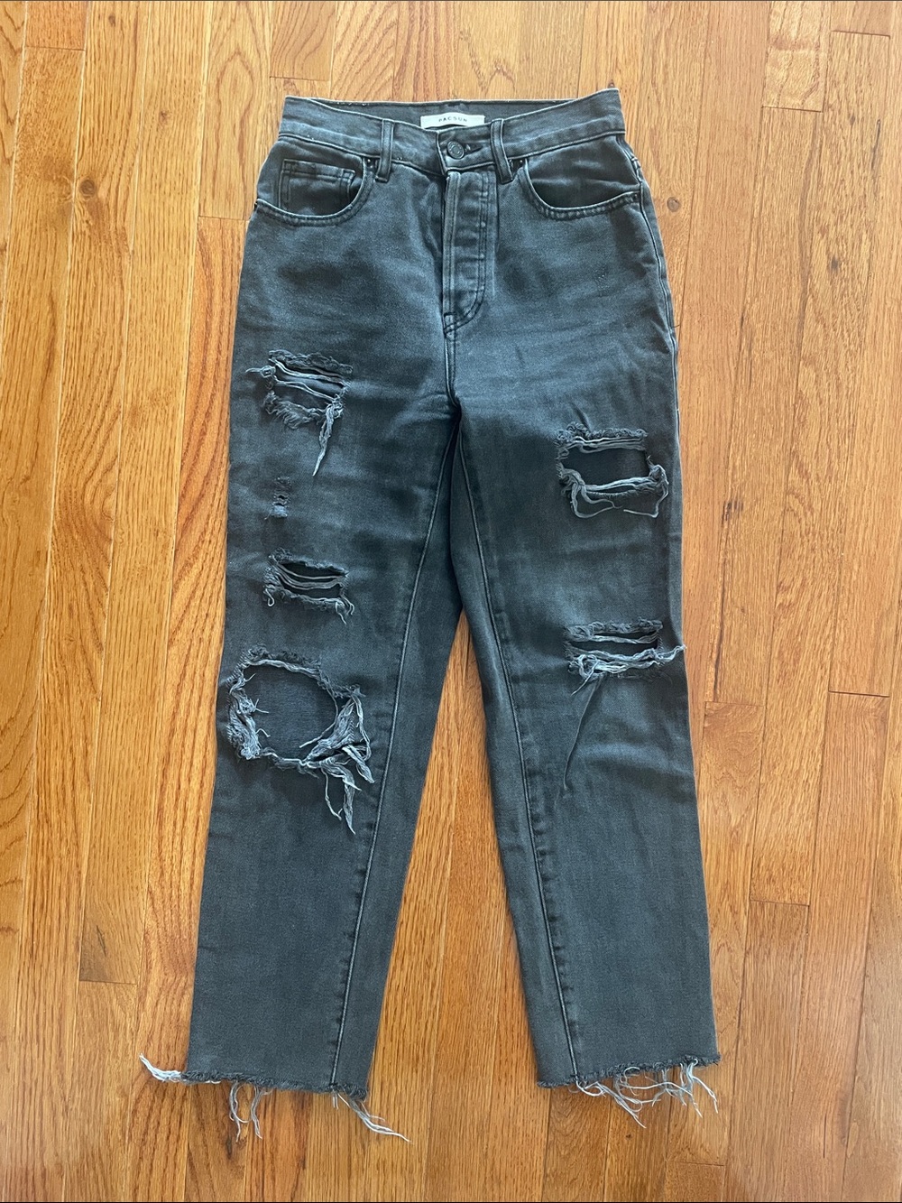 PacSun Black Distressed Straight-Leg Jeans